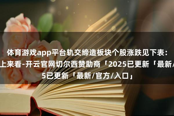 体育游戏app平台轨交缔造板块个股涨跌见下表：从资金流朝上来看-开云官网切尔西赞助商「2025已更新「最新/官方/入口」
