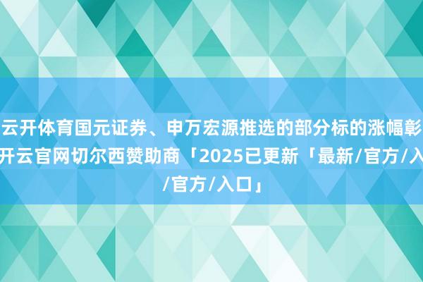 云开体育国元证券、申万宏源推选的部分标的涨幅彰着-开云官网切尔西赞助商「2025已更新「最新/官方/入口」